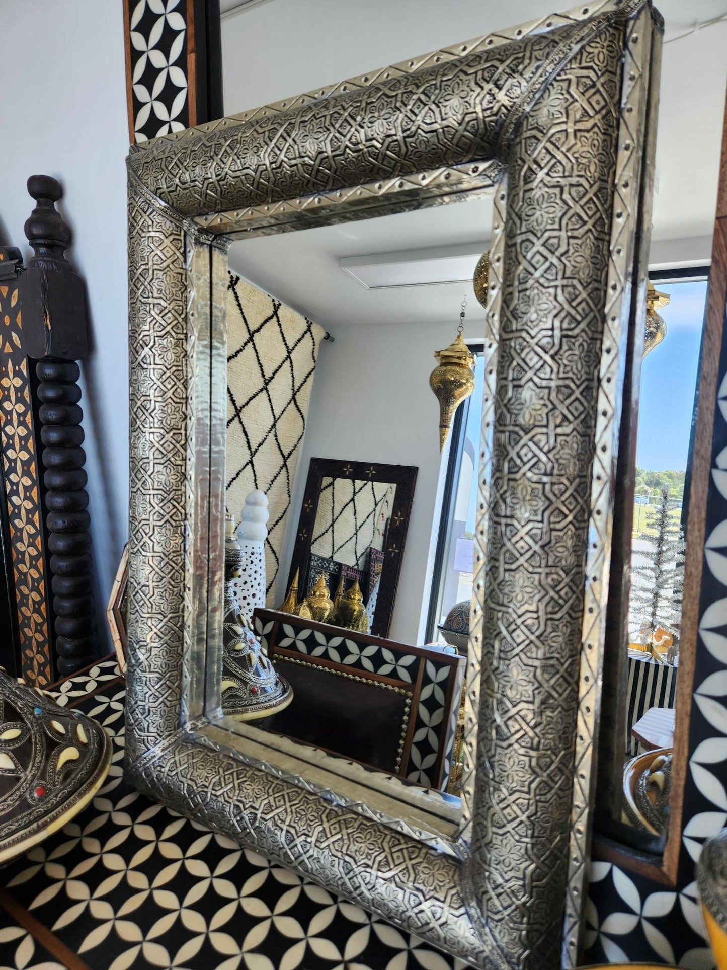 Miriam Silver Moroccan Mirror (Alhambra)