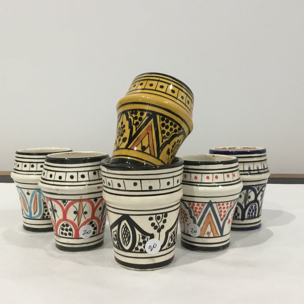 Glazed Moroccan Pottery Cups