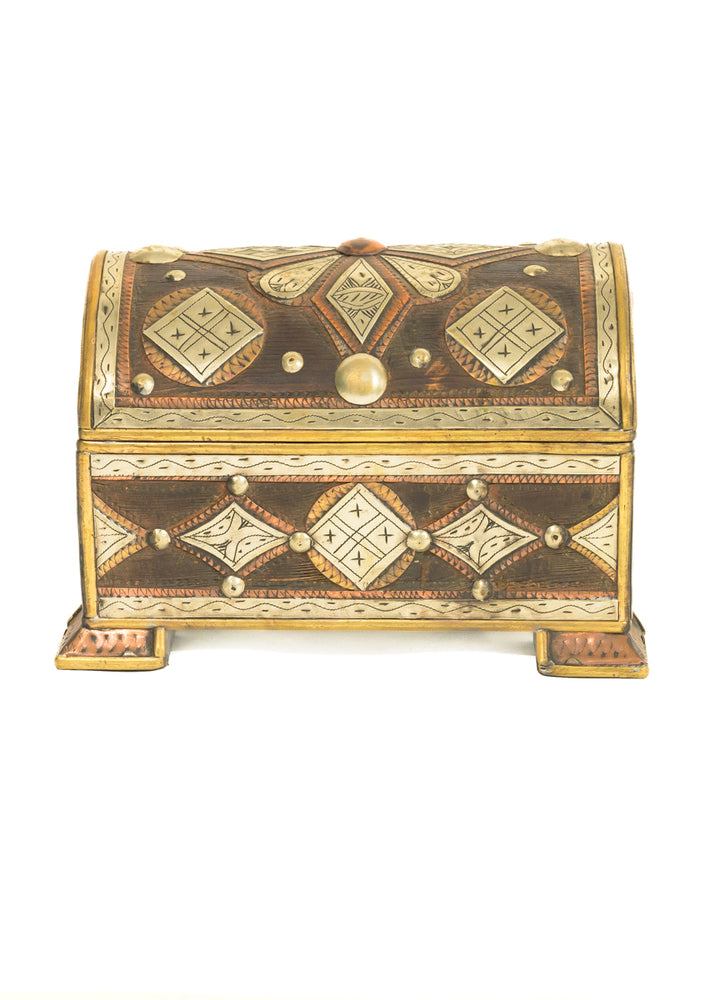 Wood and Brass Moroccan Treasure Box